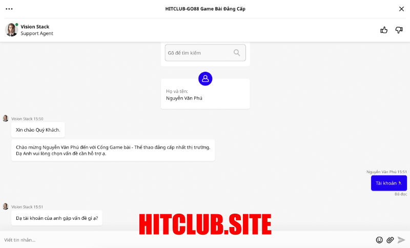 Liên hệ Hit Club qua box chat live