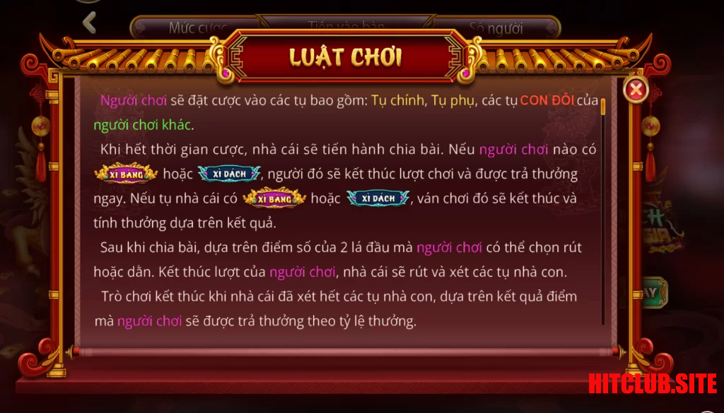 Quy tắc trong game Xì Dách Hoàng Kim Hitclub